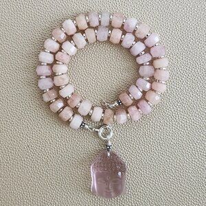 PINK MORGANITE NECKLACE W/ PINK BUDDHA--16"